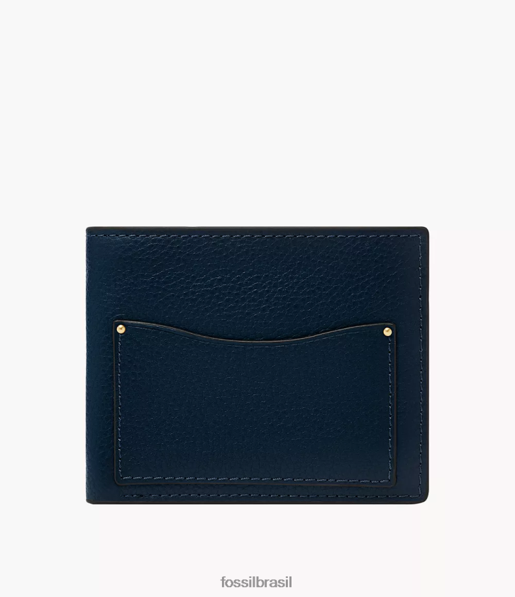 Fossil carteira homens bolso de moeda anderson duplo marinha 66RZLJ1708