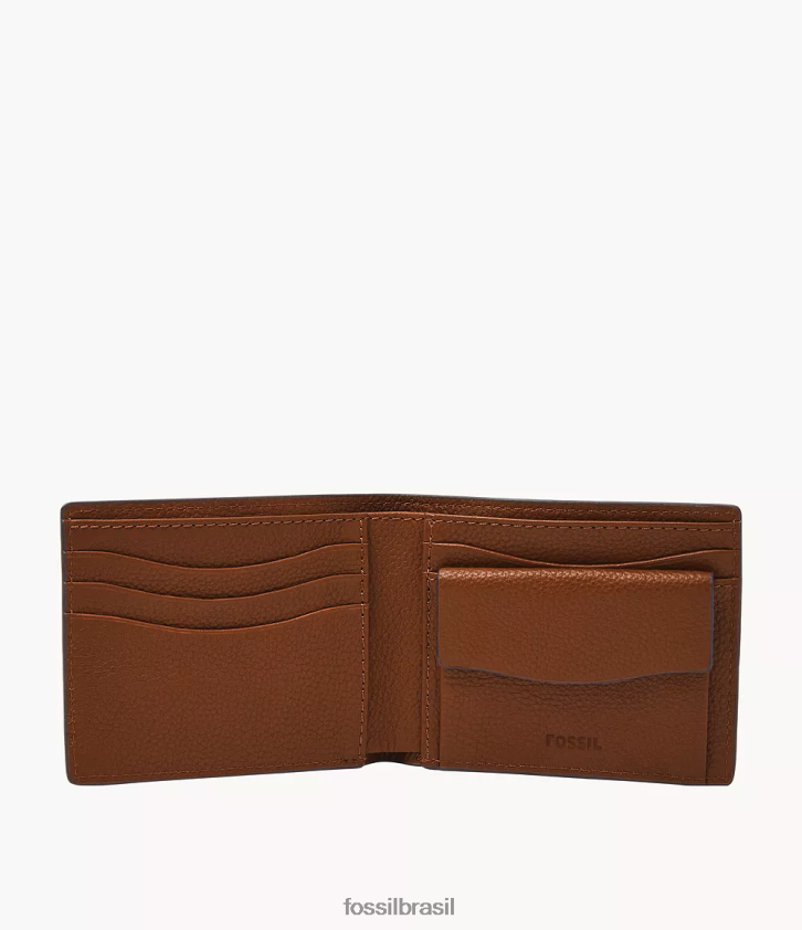 Fossil carteira homens bolso de moeda anderson duplo marrom 66RZLJ1704