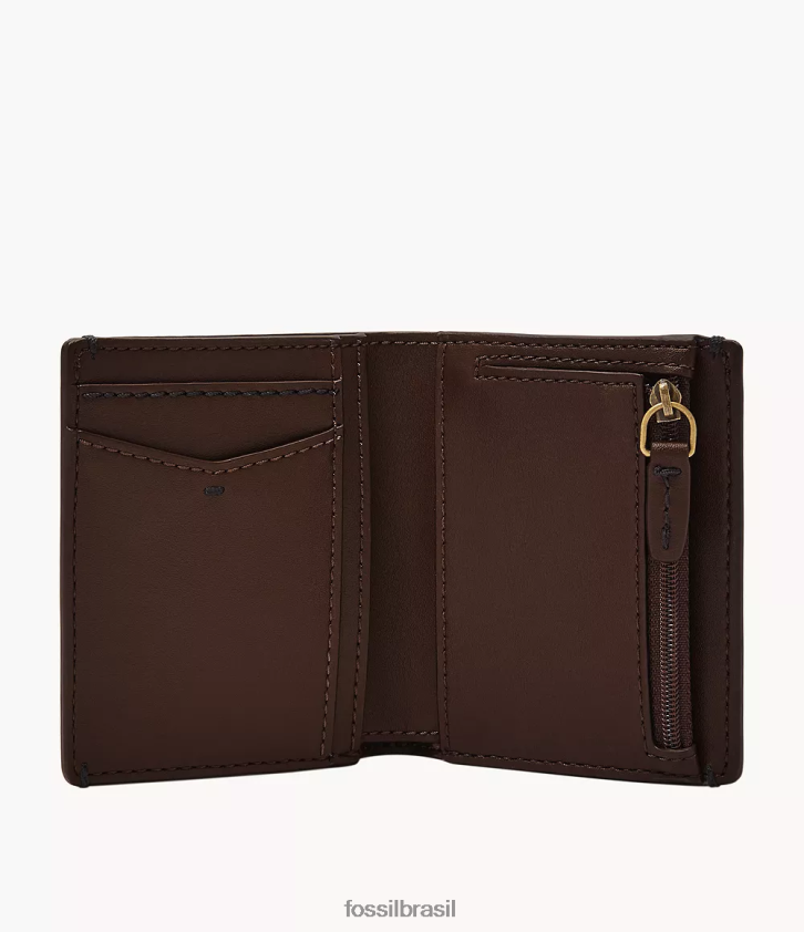 Fossil carteira homens bolso de moedas joshua duplo marrom escuro 66RZLJ1828