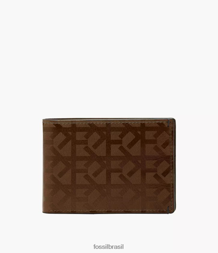 Fossil carteira homens bolso frontal bronson duplo marrom 66RZLJ1819