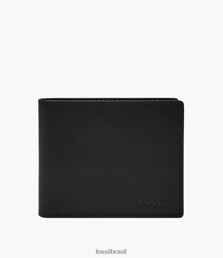 Fossil carteira homens derrick rfid bifold com flip id preto 66RZLJ1657