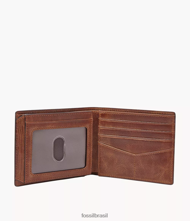 Fossil carteira homens derrick rfid flip id duplo marrom 66RZLJ1656