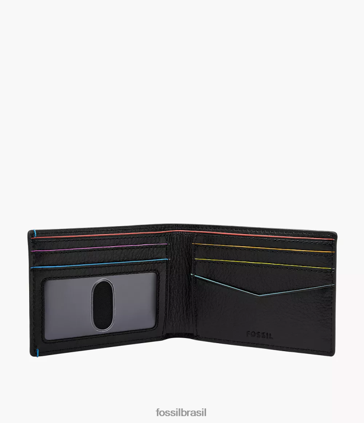 Fossil carteira homens edição limitada orgulho bronson bolso frontal bifold preto 66RZLJ1795