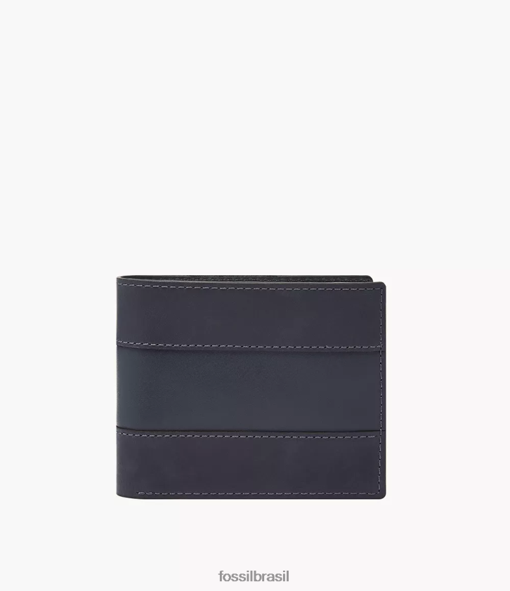 Fossil carteira homens everett grande bolso para moedas duplo marinha 66RZLJ1695