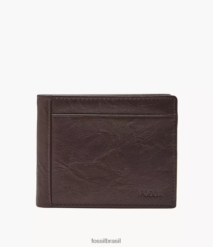 Fossil carteira homens neel bifold com flip id marrom 66RZLJ1671