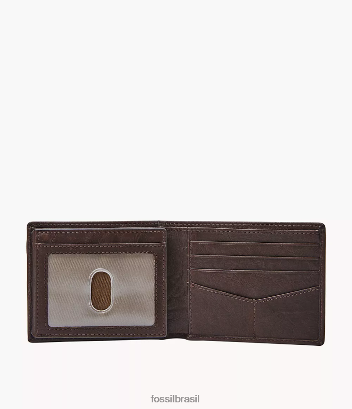 Fossil carteira homens neel bifold com flip id marrom 66RZLJ1671