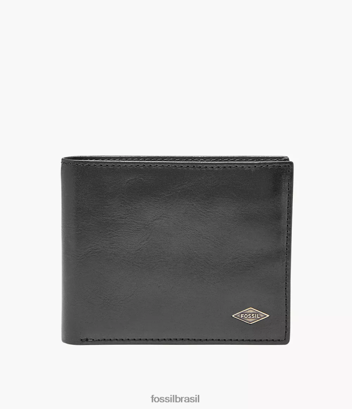 Fossil carteira homens ryan rfid flip id duplo preto 66RZLJ1688