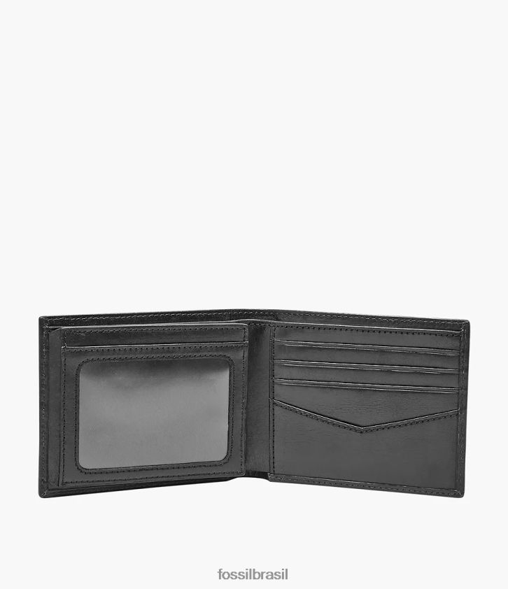 Fossil carteira homens ryan rfid flip id duplo preto 66RZLJ1688