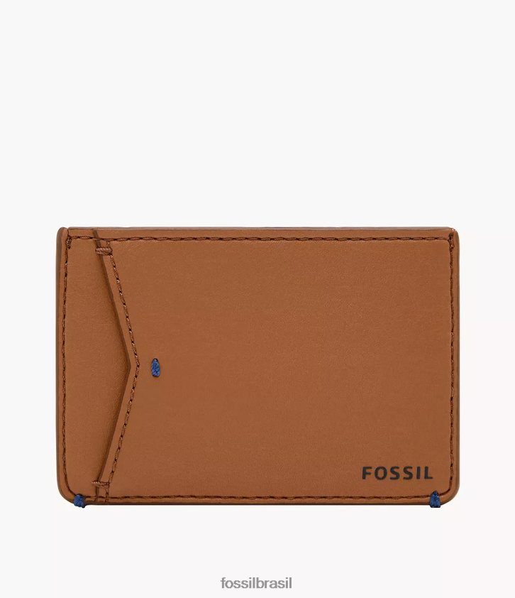 Fossil carteira homens capa de cartão de couro joshua cactus bronzeado 66RZLJ1801