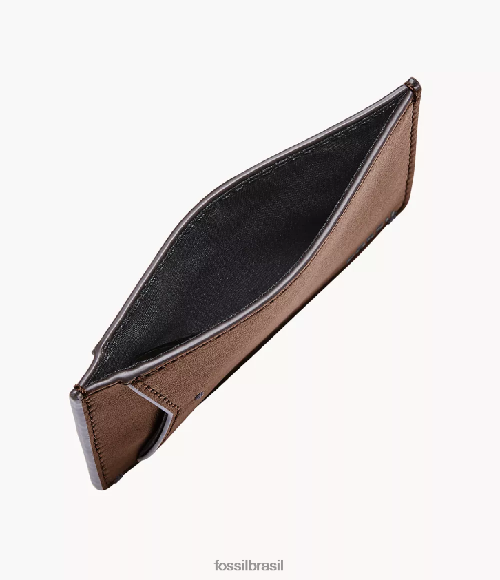 Fossil carteira homens capa de cartão de couro joshua cactus marrom 66RZLJ1737