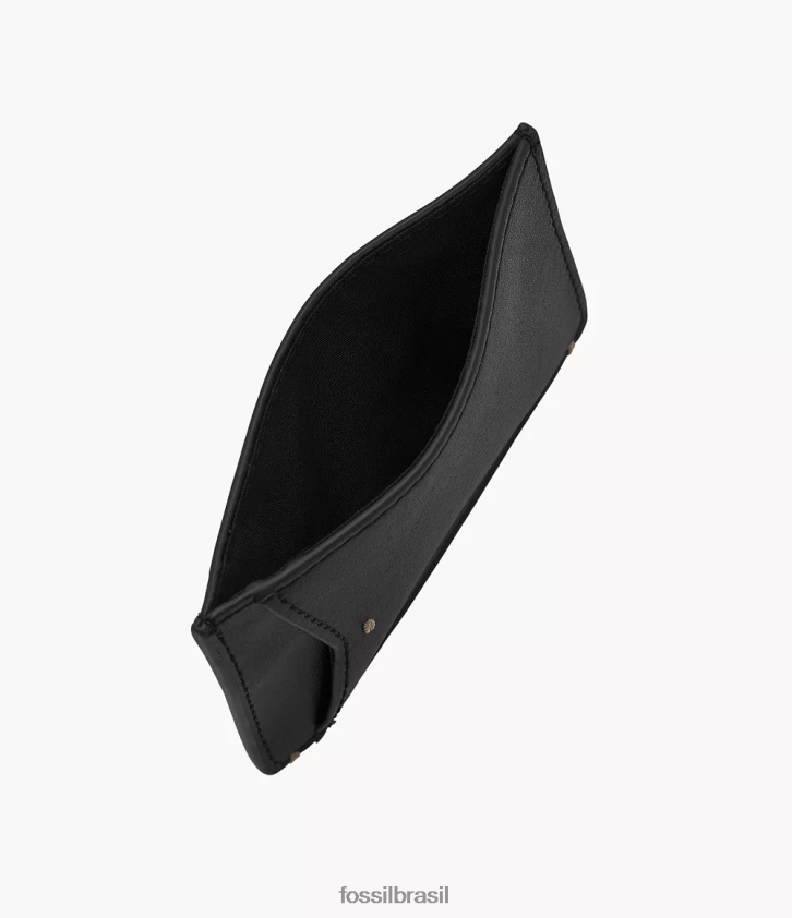 Fossil carteira homens capa de cartão de couro joshua cactus preto 66RZLJ1740