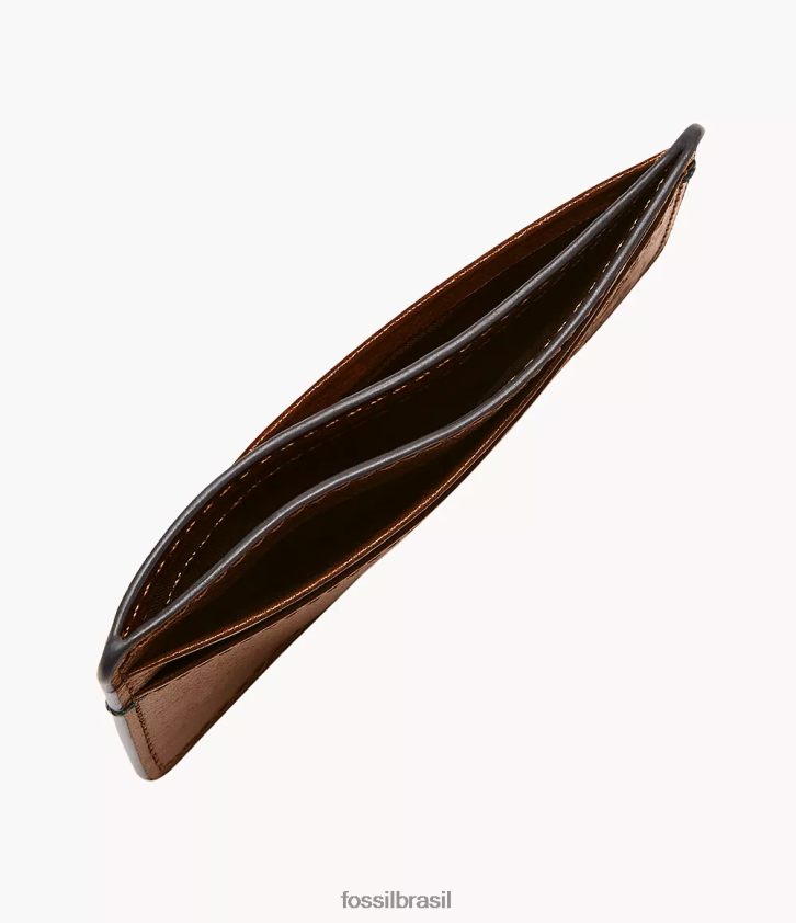 Fossil carteira homens estojo de cartão bronson marrom 66RZLJ1733