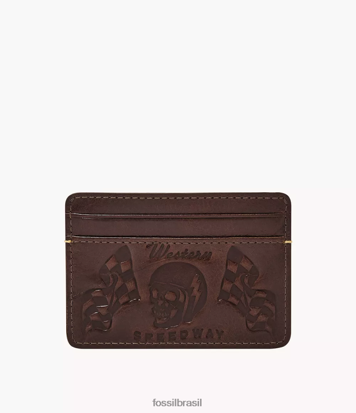 Fossil carteira homens estojo de cartão bronson marrom escuro 66RZLJ1735