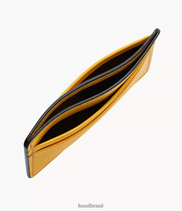 Fossil carteira homens estojo de cartão steven amarelo 66RZLJ1725