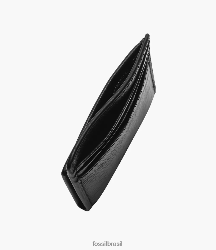 Fossil carteira homens estojo para cartão magnético andrew preto 66RZLJ1729