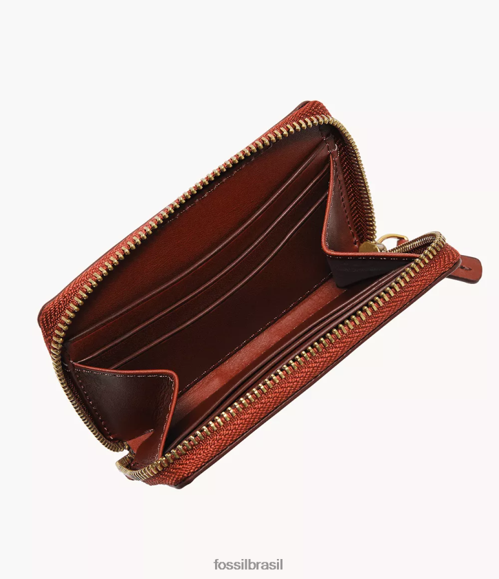 Fossil carteira homens estojo para cartão zip westover laranja 66RZLJ1726