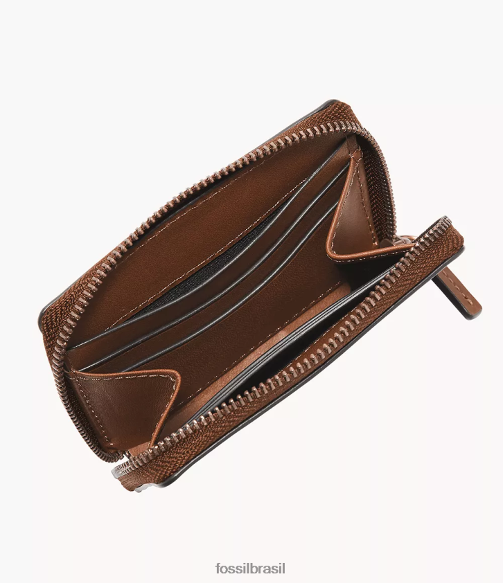 Fossil carteira homens estojo para cartão zip westover marrom 66RZLJ1732