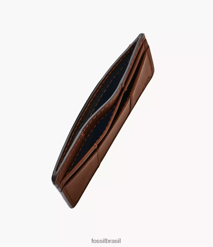 Fossil carteira homens porta cartão everett marrom 66RZLJ1721