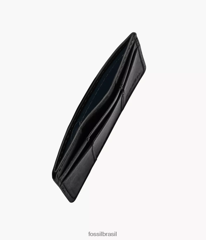 Fossil carteira homens porta cartão everett preto 66RZLJ1731