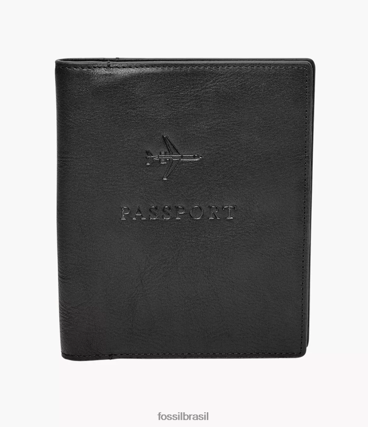 Fossil carteira homens estojo de couro para passaporte RFID preto 66RZLJ2024