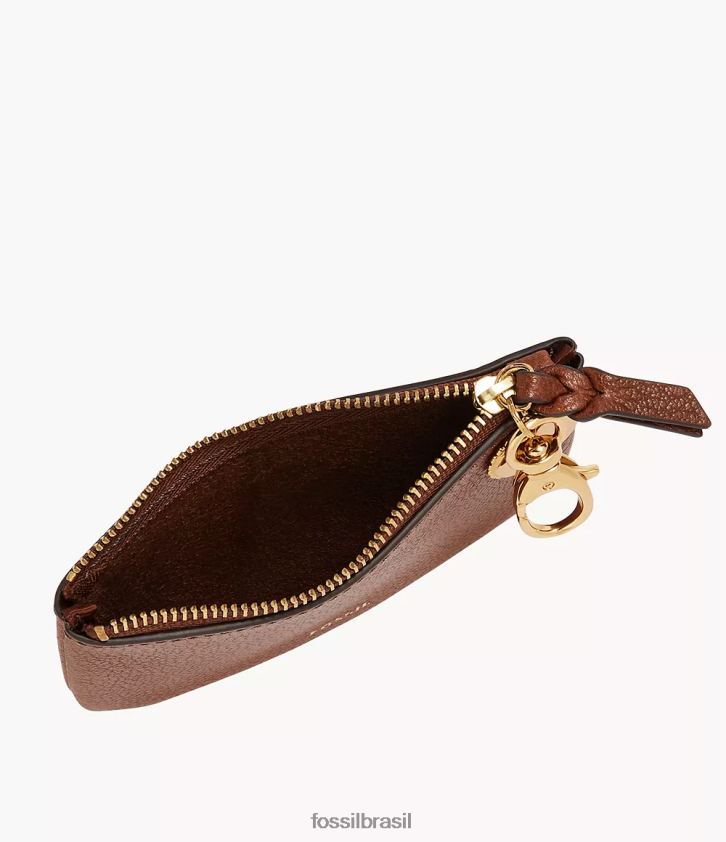 Fossil carteira mulheres bolsa polly com zíper marrom 66RZLJ763