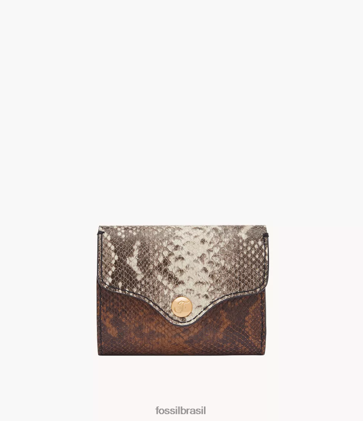 Fossil carteira mulheres herança com três dobras estampa de cobra 66RZLJ769