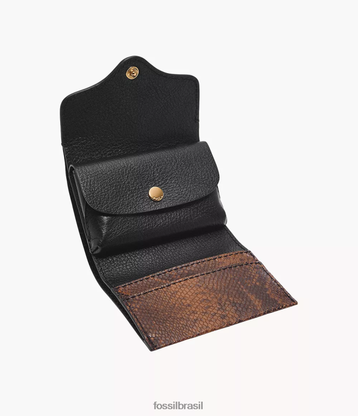 Fossil carteira mulheres herança com três dobras estampa de cobra 66RZLJ769