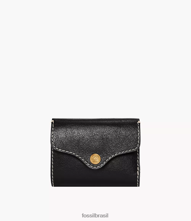 Fossil carteira mulheres herança com três dobras preto 66RZLJ768