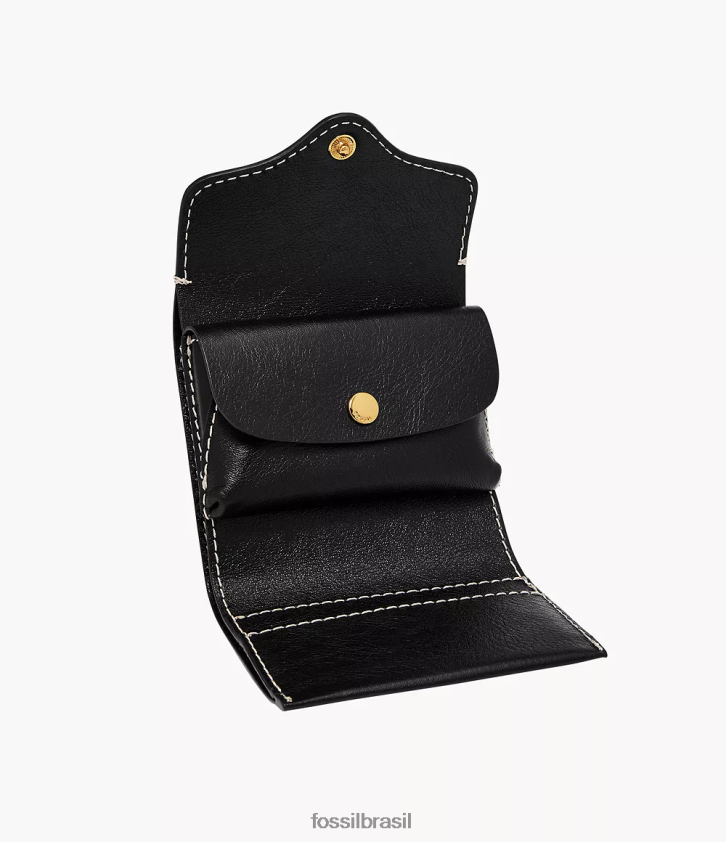 Fossil carteira mulheres herança com três dobras preto 66RZLJ768