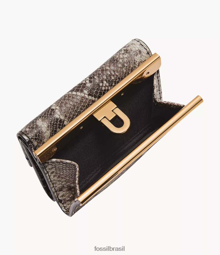 Fossil carteira mulheres penrose com três dobras estampa de cobra 66RZLJ781