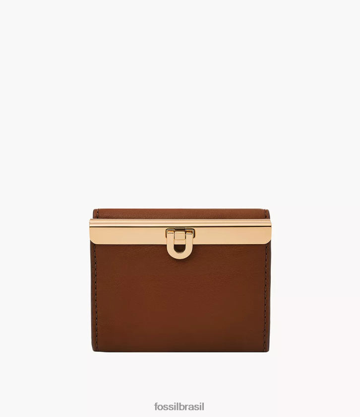 Fossil carteira mulheres penrose com três dobras marrom 66RZLJ779