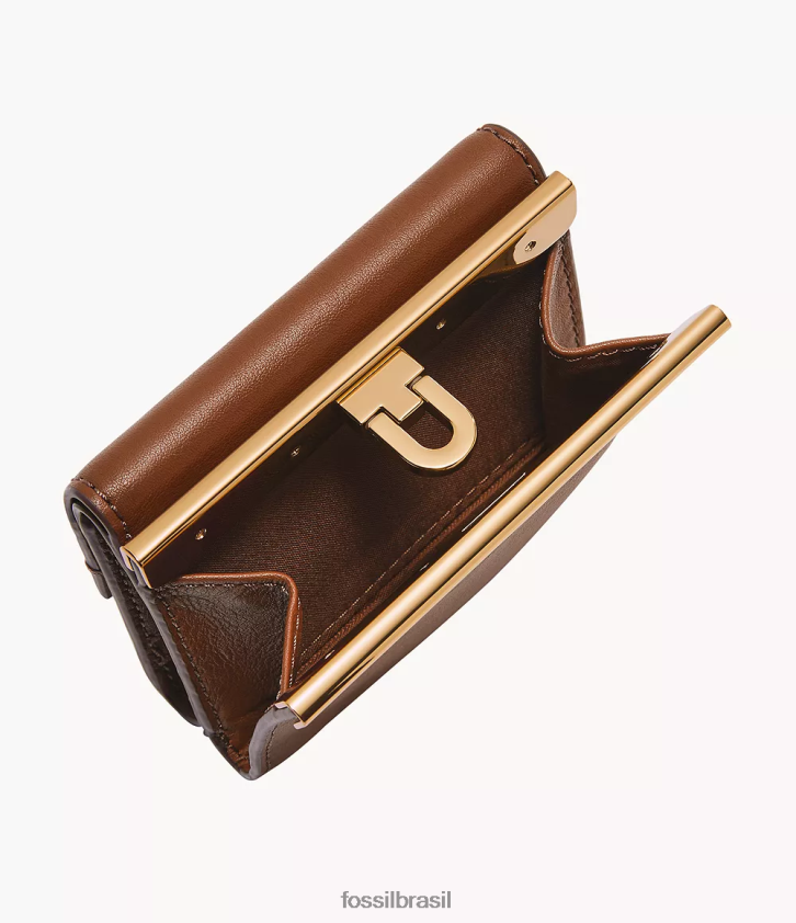 Fossil carteira mulheres penrose com três dobras marrom 66RZLJ779