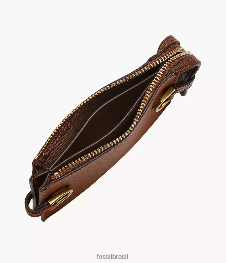 Fossil carteira mulheres capa de cartão de couro kier cactus marrom 66RZLJ771
