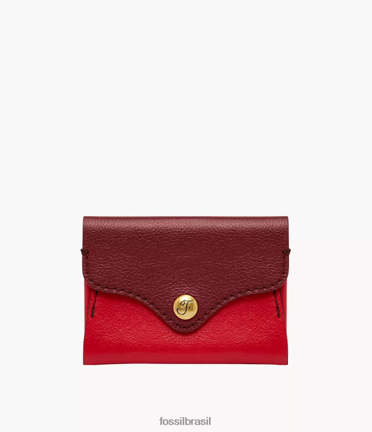 Fossil carteira mulheres caso de cartão de herança vermelho 66RZLJ875