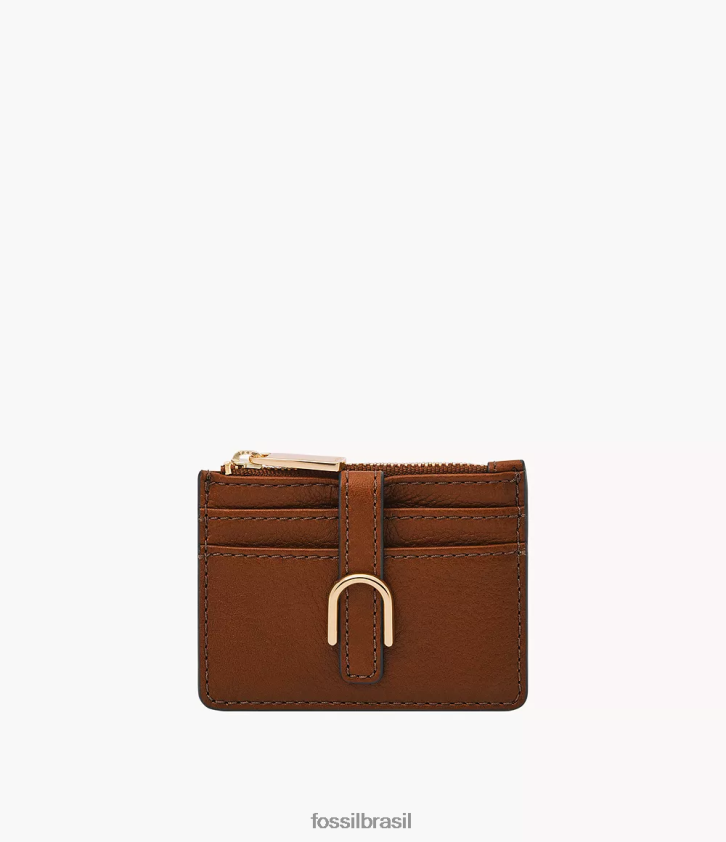 Fossil carteira mulheres estojo para cartão zip vada marrom 66RZLJ800
