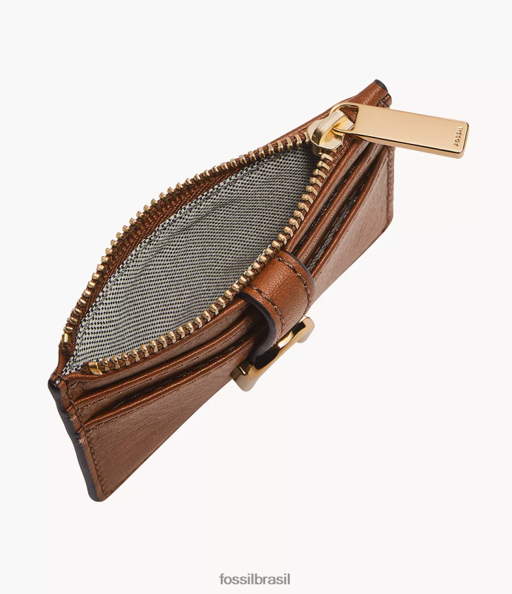 Fossil carteira mulheres estojo para cartão zip vada marrom 66RZLJ800