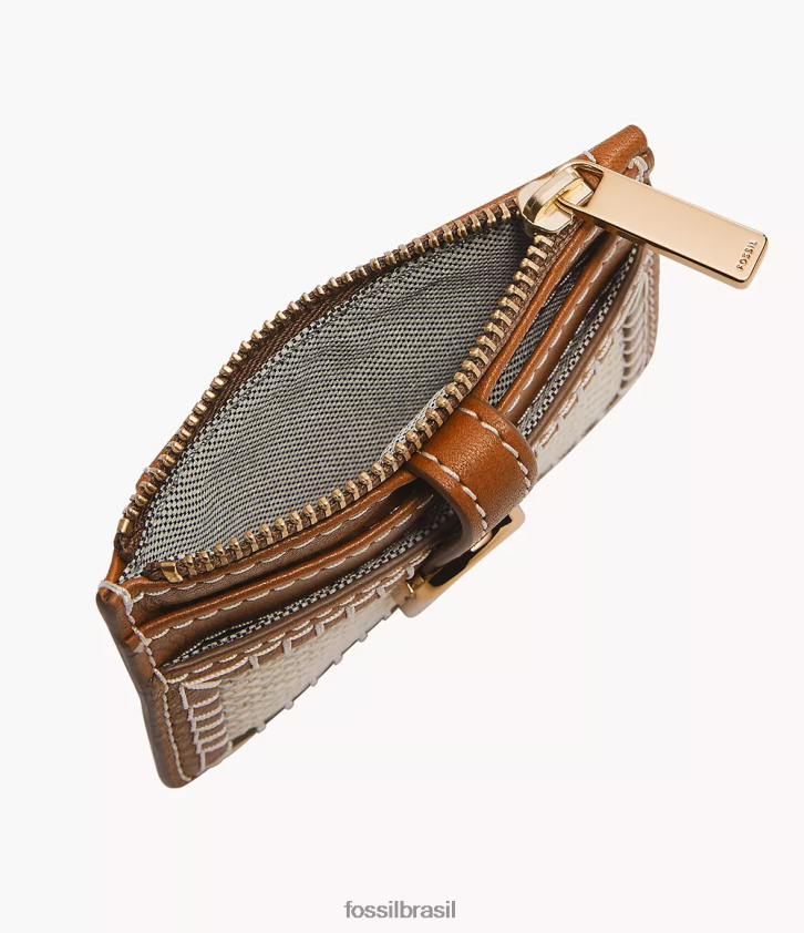 Fossil carteira mulheres estojo para cartão zip vada marrom claro 66RZLJ762