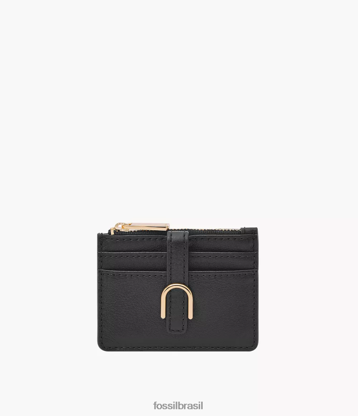 Fossil carteira mulheres estojo para cartão zip vada preto 66RZLJ761