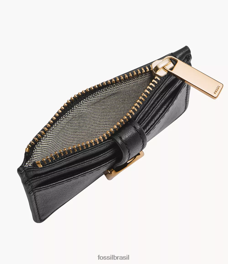 Fossil carteira mulheres estojo para cartão zip vada preto 66RZLJ761