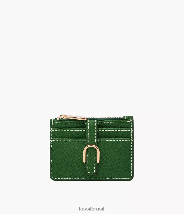 Fossil carteira mulheres estojo para cartão zip vada verde 66RZLJ760