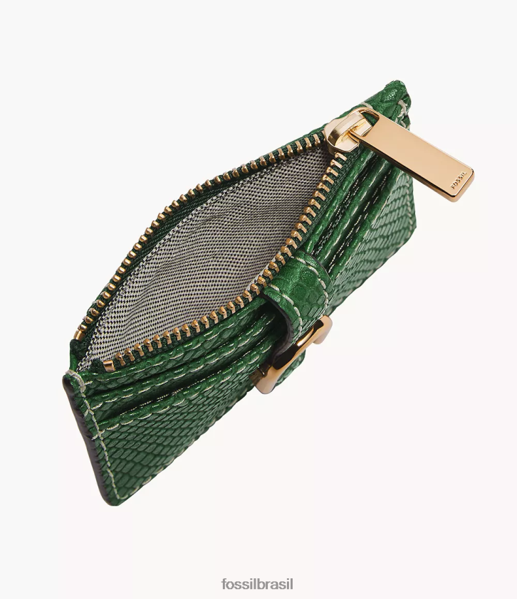Fossil carteira mulheres estojo para cartão zip vada verde 66RZLJ760
