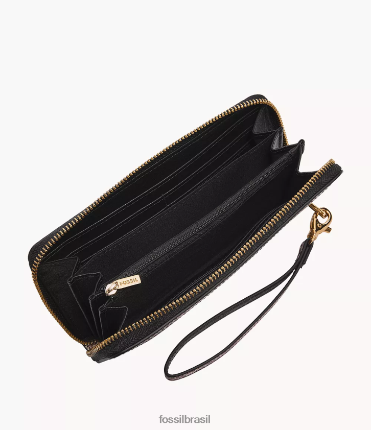 Fossil carteira mulheres Logan zip em torno da embreagem estampa de cobra 66RZLJ797