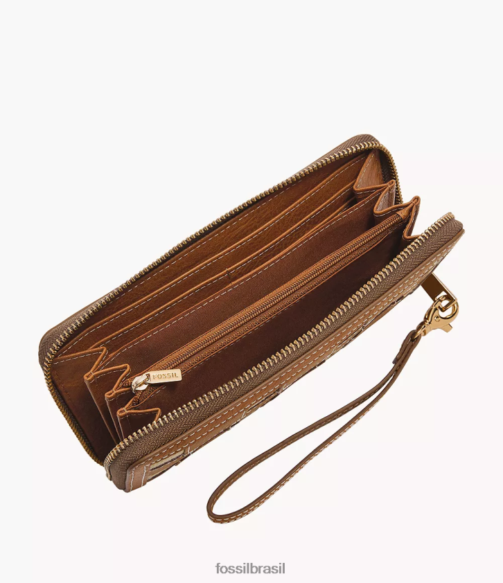 Fossil carteira mulheres Logan zip em torno da embreagem selim 66RZLJ788
