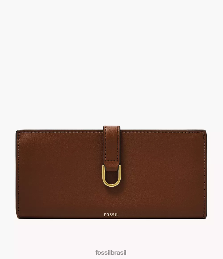 Fossil carteira mulheres clutch com aba de couro kier cactus marrom 66RZLJ811