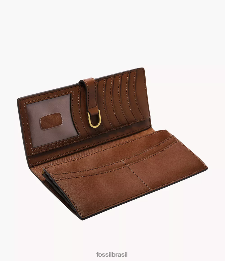 Fossil carteira mulheres clutch com aba de couro kier cactus marrom 66RZLJ811