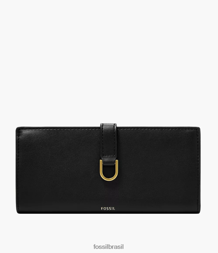 Fossil carteira mulheres clutch com aba de couro kier cactus preto 66RZLJ816