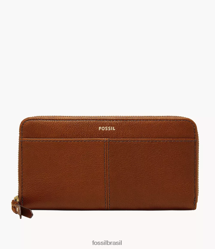 Fossil carteira mulheres clutch com zíper tara marrom 66RZLJ886