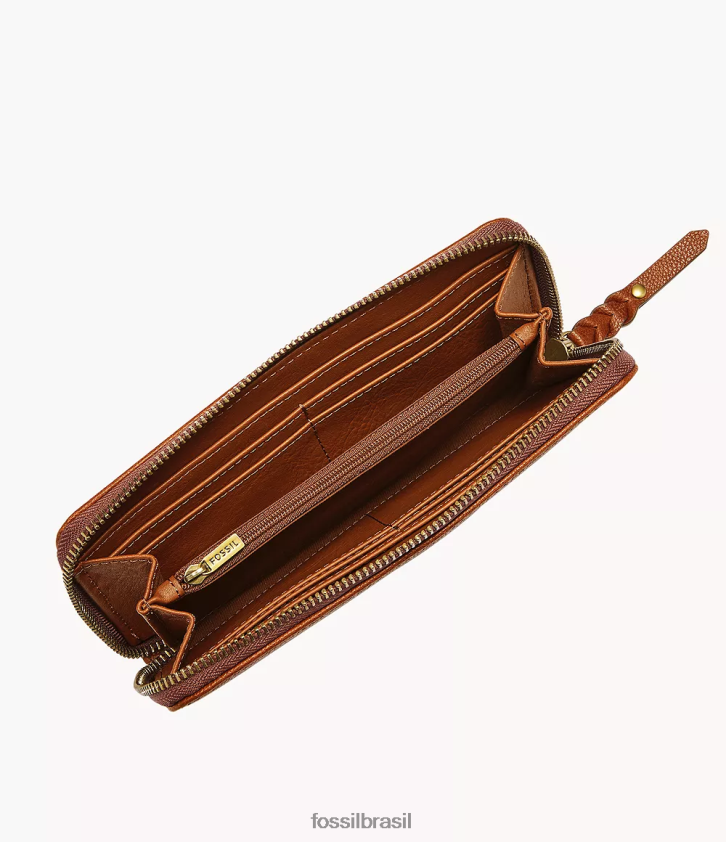 Fossil carteira mulheres clutch com zíper tara marrom 66RZLJ886