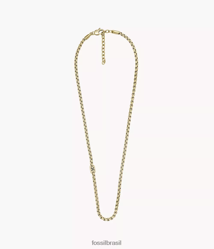 Fossil joia homens colar de corrente de aço inoxidável aventureiro tom de ouro 66RZLJ1911