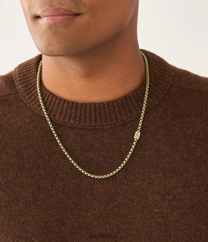 Fossil joia homens colar de corrente de aço inoxidável aventureiro tom de ouro 66RZLJ1911